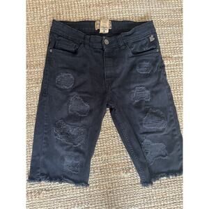 Grindhouse Mens Shorts 32 Black Denim Grunge Hip Hop Streetwear